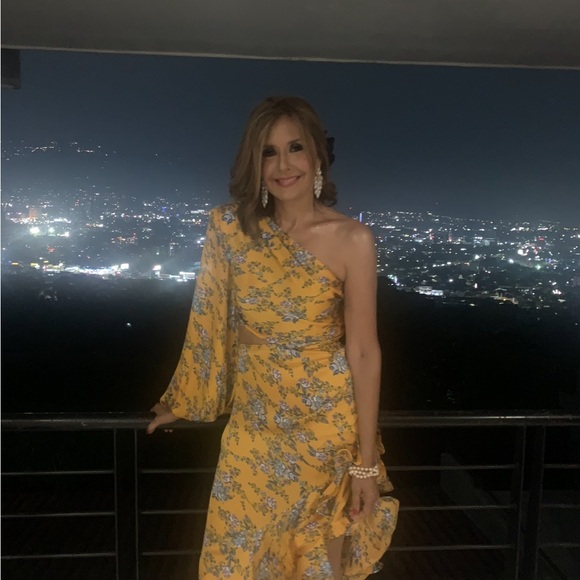 Bronx and Banco Asymmetrical Yellow Floral Dress - Picture 4 of 4